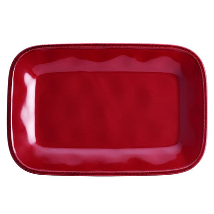 Rachael Ray Cucina Plat de service rectangulaire en grès 20,3 cm x 30,5 cm, rouge canneberge -