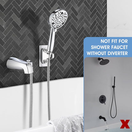 Sperwoesy Slip-on Bath Spout with Diverter High Pressure 8 Settings Handheld Shower All Metal Bathtub Faucet with Sprayer Chrome