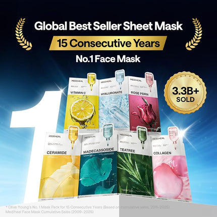 MEDIHEAL Rose PDRN Essential Face Sheet Mask, Healthy Glow (10ea)