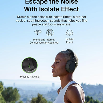 Belkin SoundForm Isolate Bluetooth Over-Ear Headphones - Hybrid Active Noise Cancelling Headphones - Wireless w/ 60H Playtime, Fast Charging & CloudCushion Ear Cups for Travel, Home, or Office - Black