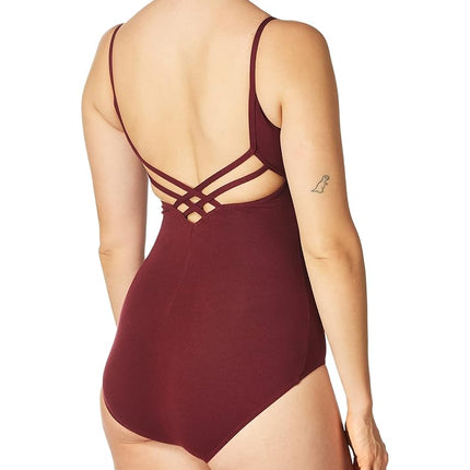 Capezio Camisole V-Neck Ballet Leotard for Women, Stretchy Dance Leotards with Front Lining for Dancing, Jazz, Contemporary, Gymnastics, CC102, Burgundy, Adult Size Large