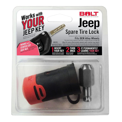 BOLT 7032301 Spare Tire and Wheel Lock, Red & Black