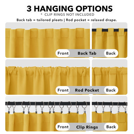 Deconovo Paneles de cortina opaca para habitación infantil, cortinas oscurecedoras con pestañas traseras y bolsillo para barra, 42 x 72 pulgadas, amarillo suave, 2 paneles