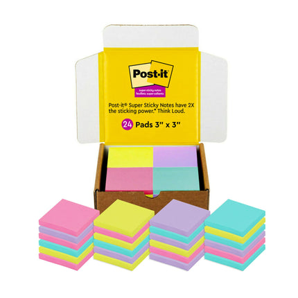 Post-it Super Sticky Notes, 3x3 in, 24 Pads/Pack, 