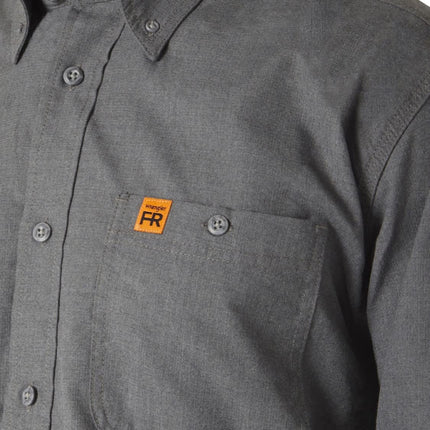 Wrangler Men's Fire Resistant Work Shirt with Two Front Pockets, Slate Grey, X-Large