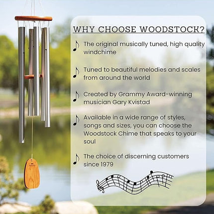 Woodstock Wind Chimes for Outside, Garden, Patio, Porch and Outdoor Decor (32") Bells of Paradise Pacific Blue Decorative Wind Chime Gifts (BPMPB)