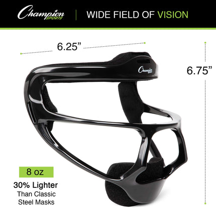 Champion Sports Youth Magnesium Softball Fielder's Face Mask, Black