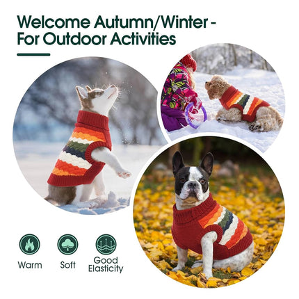 Kuoser Dog Sweater Dog Jumper, Dog Sweaters for Medium Dogs Girl Boy, Classic Pet Knitted Sweatshirt Warm Pullover, Dog Holiday Sweater Winter Clothes, Red M