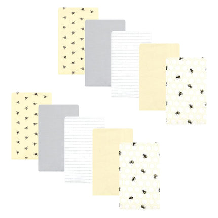 Bavoir d'épaule en flanelle unisexe Hudson Baby 10 pièces, abeille, taille unique