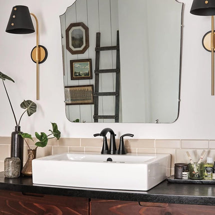 Moen 6172BL Glyde Grifo de Baño Centerset de Arco Alto de Dos Manijas, Negro Mate