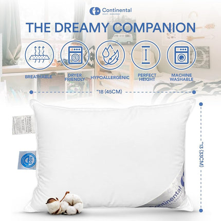 Continental Bedding Pillow Cover Protector, 100% Cotton, Zippered, Fits Child Pillow, 13x18 Inch, White Damask
