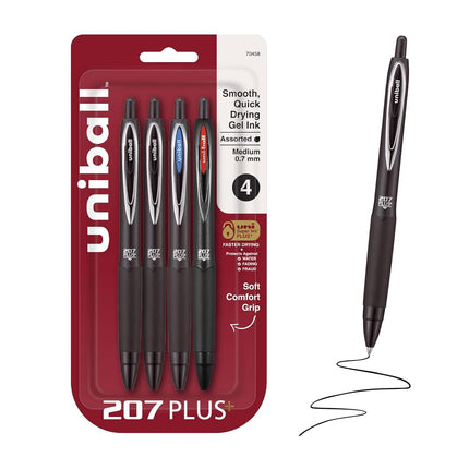 207PLUS+ Gel, 0.7MM, Asst Bus, 4pk