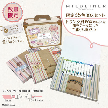 Zebra Mildliner WKT7-35C Highlighters, Highlighter Pens, 35 Colours Set, Gift Box Included