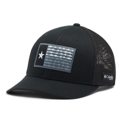 Columbia PFG Flag Mesh Ball Cap-High Crown, Black/