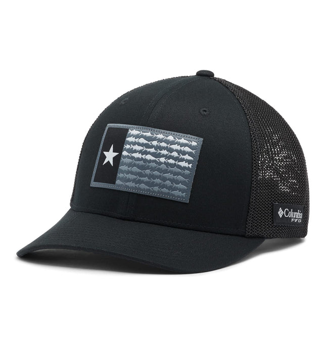 Columbia PFG Flag Mesh Ball Cap-High Crown, Black/