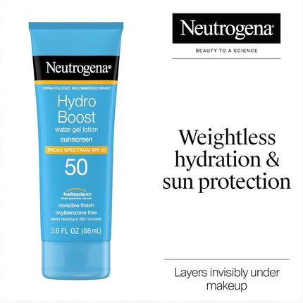 DeluckyNeutrogena Hydro Boost Water Gel Non-Greasy Moisturizing Sunscreen Lotion with Broad Spectrum SPF 50, Water-Resistant, 3 fl. Oz