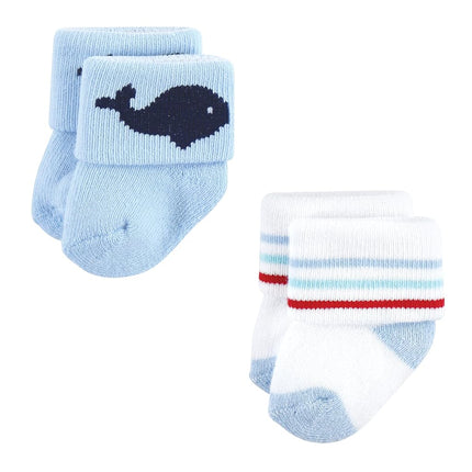 Hudson Baby Calcetines de Felpa y Algodón para Recién Nacidos, Motivo Animales Marinos, Paquete de 8, 0-6 Meses