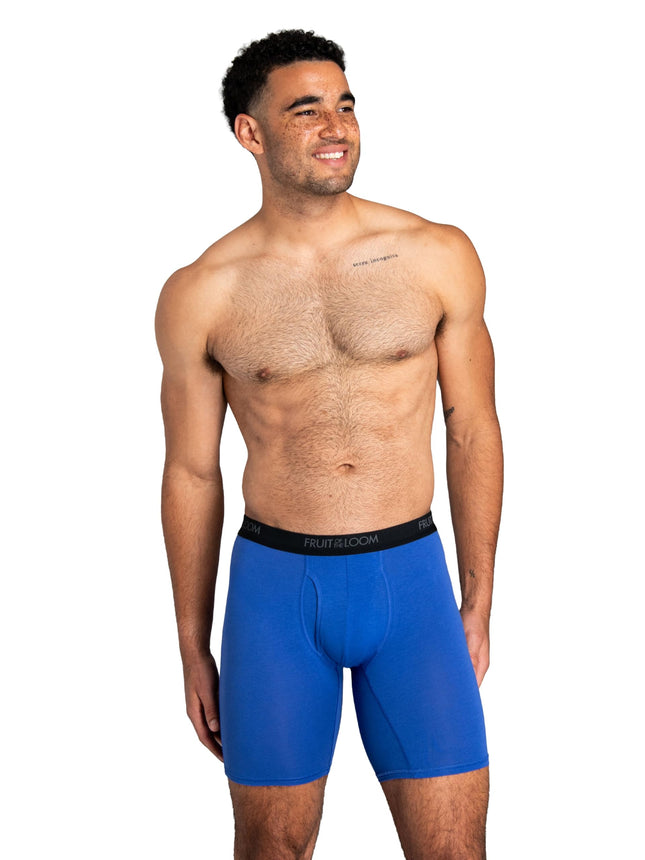 Bóxers ajustados de hombre Fruit of the Loom con elasticidad en 4 direcciones | Ropa interior ligera que absorbe la humedad | Pierna larga, pierna normal y corta, pierna larga - Elasticidad de algodón - Los colores pueden variar, S