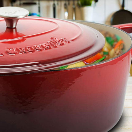 Olla holandesa ovalada de hierro fundido esmaltado Crock-Pot Artisan, 6.6 litros, rojo escarlata