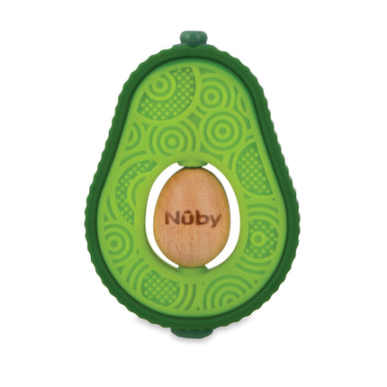 Nuby Silicone Avocado Teether with Spinning Wood S