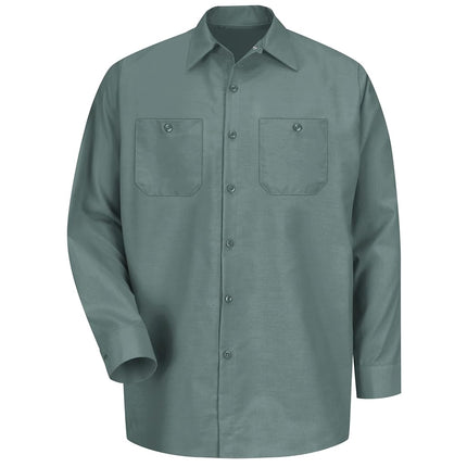 Red Kap Men's Industrial Work Shirt, Regular Fit, Long Sleeve Utility Button, Light Green, M