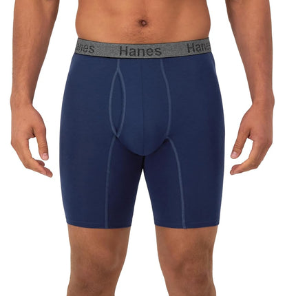 Hanes Men's 3-Pack Comfort Flex Fit Ultra Soft Stretch Boxer Brief, Available in Regular, Long Leg Assorted-3 Pack, S (Pack of 3)