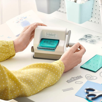 Sizzix Portable Sidekick Manual Die Cutting & Embossing Starter Kit for Paper Crafting, Card Making & Scrapbooking - White & Grey