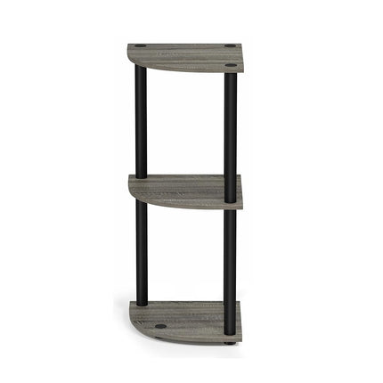 Furinno TURN-N-TUBE Corner Shelf, 3-Tier Corner Bookshelf, Display Storage Shelves with Open Shelves, for Organization and Storage, Living Room, Home Office, Garage, French Oak
