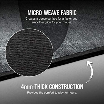 Corsair MM350 PRO Premium Spill-Proof, Stain-Resistant Cloth Gaming Mouse Pad (93 x 40 cm Surface, Micro-Weave Fabric, 4 mm Thick Plush Rubber, Durable Anti-Fray Edges) Extended XL, Black/Grey