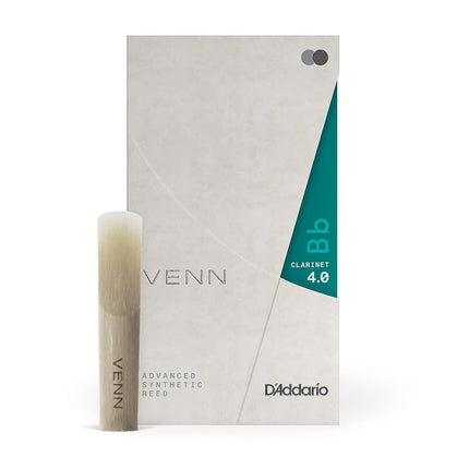 D'Addario VENN G2 Synthetic Clarinet Reeds - Bb Clarinet Reed with Advanced Synthetic Reed Construction of Polymer Fibers, Resin, Natural Cane - Strength 4.0