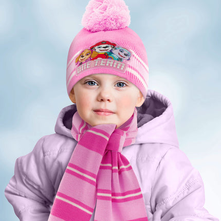 Nickelodeon girls Toddler Winter Hat, Scarf & Mittens Set 2-4 Or Paw Patrol Marshall Hat, Scarves & Kids Gloves Sets 4-7, Pink - Mittens Set, Ages 2-4