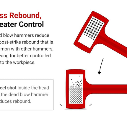 TEKTON 45 oz. Dead Blow Hammer | Made in USA | HDB30045,Red