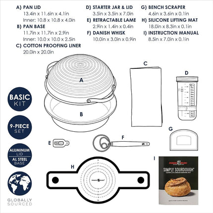 Nordic Ware Simply Sourdough Bread Baking Kit, 9 Piece Starter Set