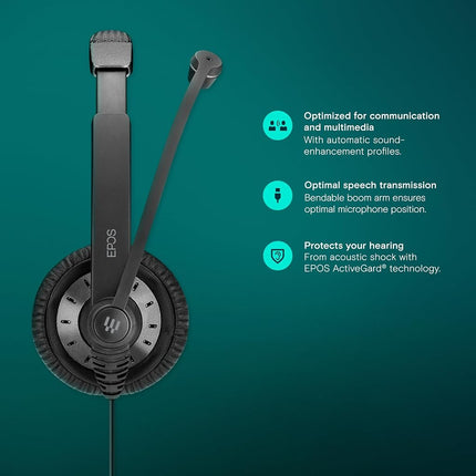 Sennheiser SC 75 USB MS Dual sided UC headset with USB connector including in-line call control and 3.5