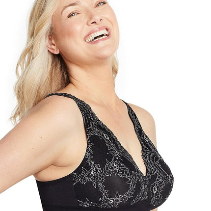 Glamorise Bramour Lexington Lace Plunge Bralette Sujetador sin aros 7013 (Mujer y Mujer Tallas Grandes) Negro