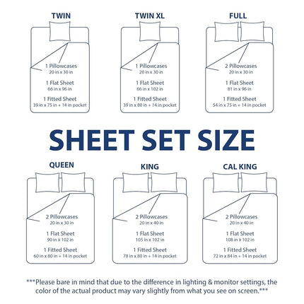Cathay Home Essentials Ultra Soft Hypoallergenic Wrinkle Resistant Double Brushed Microfiber Bedding Sheet Set, Coconut Milk, Full