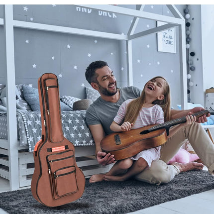 Bekith Acoustic Guitar Bag 40 41 42 Inches, 6 Pockets Guitar Case Waterproof Oxford Cloth Thick Sponge Pad, Dual Adjustable Shoulder Strap Soft Guitar Case Gig Bag, Brown