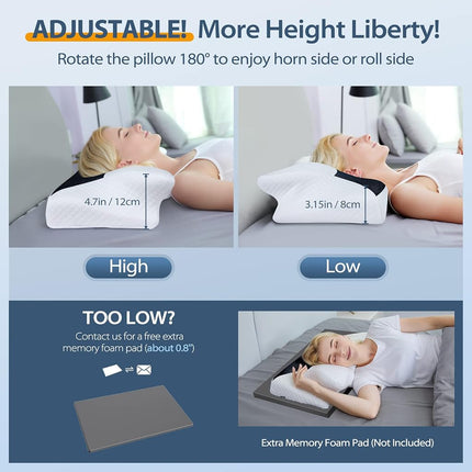 HOMCA Cervical Pillow, Ergonomic Memory Foam Neck Pillow for Pain Relief