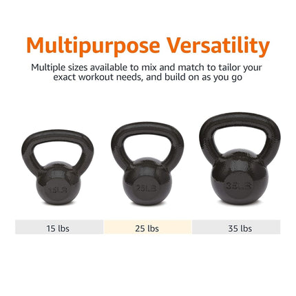 Amazon Basics Cast Iron Kettlebell with Enamel Finish, 15lbs / 6.8 kgs, Black