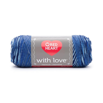 Red Heart with Love Deep Blues Yarn - 3 Pack of 141g/5oz - Acrylic - 4 Medium (Worsted) - 370 Yards - Knitting/Crochet