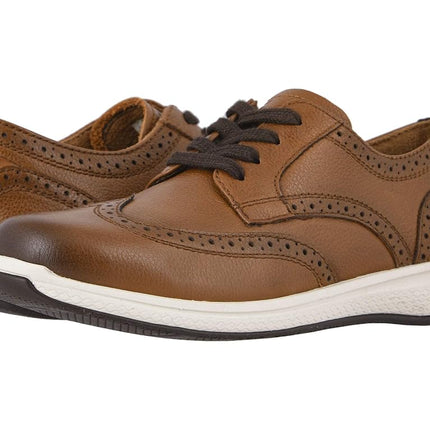 Florsheim Chaussures basses à lacets Lakes Jr. pour homme, bout golf, cuir fraisé cognac/semelle blanche, 11 UK enfant