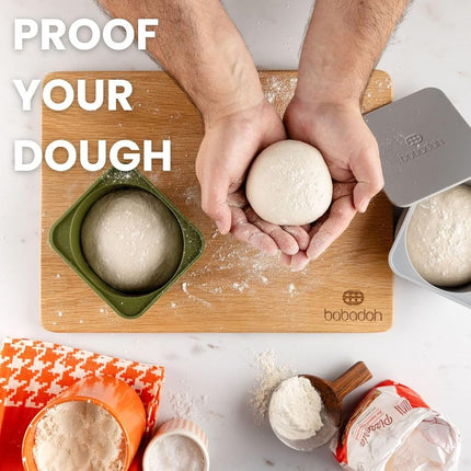 Babadoh Pizza Dough Proofing Silicone Containers with Lids | Set of 6 Pizza-Making Accessories | Multi Yellow (2 Dough, 2 Olive, 2 Yellow) | Original Size (Make 12" Pizzas)