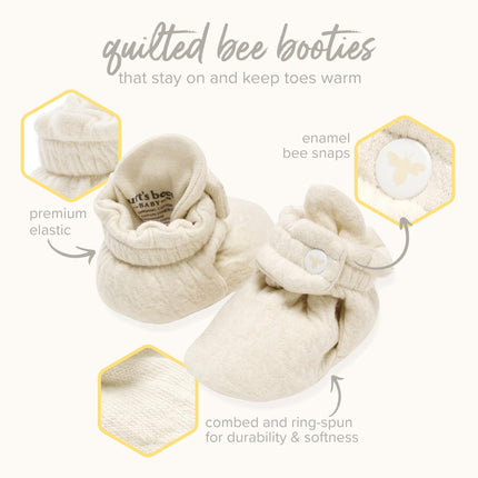 Burt's Bees Baby Unisex Booties Organic Cotton Newborn Essentials Shoes for Infants, Heather Grey, 6-9 Months