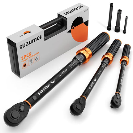 SUZUME 3PCS Torque Wrench Set 72 Teeth Dual-Direct