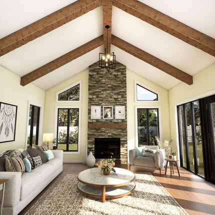 Heritage Timber Reclaimed Axed Cut Faux Wood Beam, 3-Sided (U-Beam), 3 1/2"W x 3 1/2" H x 72" L, Warm Caramel Finish