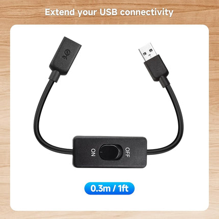 Cable Matters 2-Pack USB On Off Switch - 1ft, Support Data and Power, Short USBA Extension Cable with ON Off, USB Power Switch