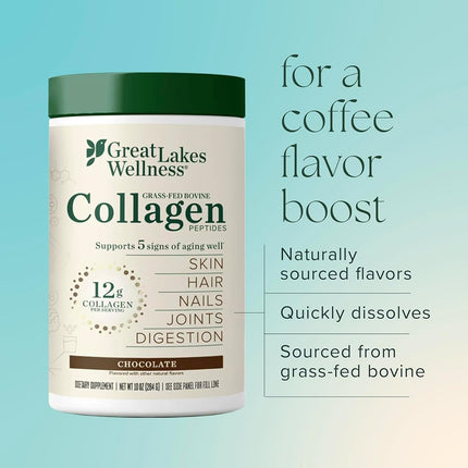 Great Lakes Gelatin, Collagen Hydrolysate, Chocolate Flavored Beef Protein, Kosher, 10 Oz Can