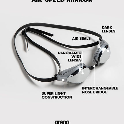 ARENA Air Speed Mirror Racing Silver Purple Black Men's Swimming Goggles