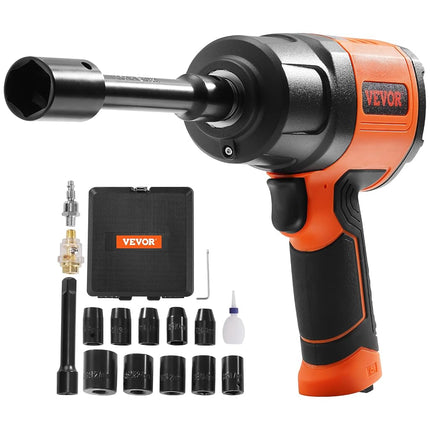 VEVOR 1/2-Inch Air Impact Wrench, High Torque Up to 1400 ft-lbs, Lightweight 4.6 lb Design Pneumatic Impact Gun with 11-PCS 1/2-Inch Drive CR-V Steel Impact Socket Set & Carrying Case