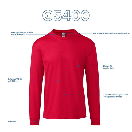 Gildan Men's Heavy Cotton Long Sleeve T-Shirt, Style G5400, 2-Pack, Black, XXX-Large